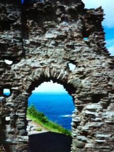 Tintagel Caste, Merlin's Cave, Cornwall, Cornish coast, England, United Kingdom, ruins