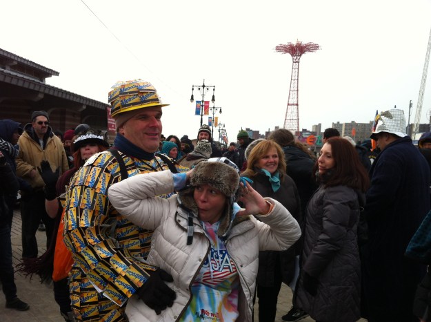 Boardwalk at Stillwell Ave, Coney Island Polar Bear Plunge 2014, New Year's Day 2014, Coney Island